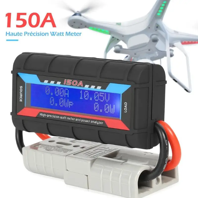 150A Watt Meter Power Analyzer w/2 Plugs LCD Backlight for RC Drone Battery