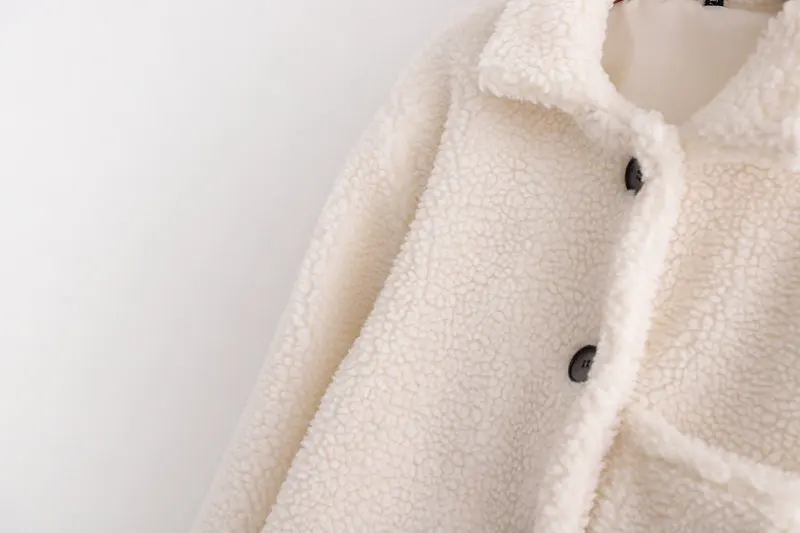 Everkaki Boho Lambs Fur Coats Jacket Women Winter Pocket Elegant Ladies Casual Teddy Fur Long Thick Jacket Coats Female New