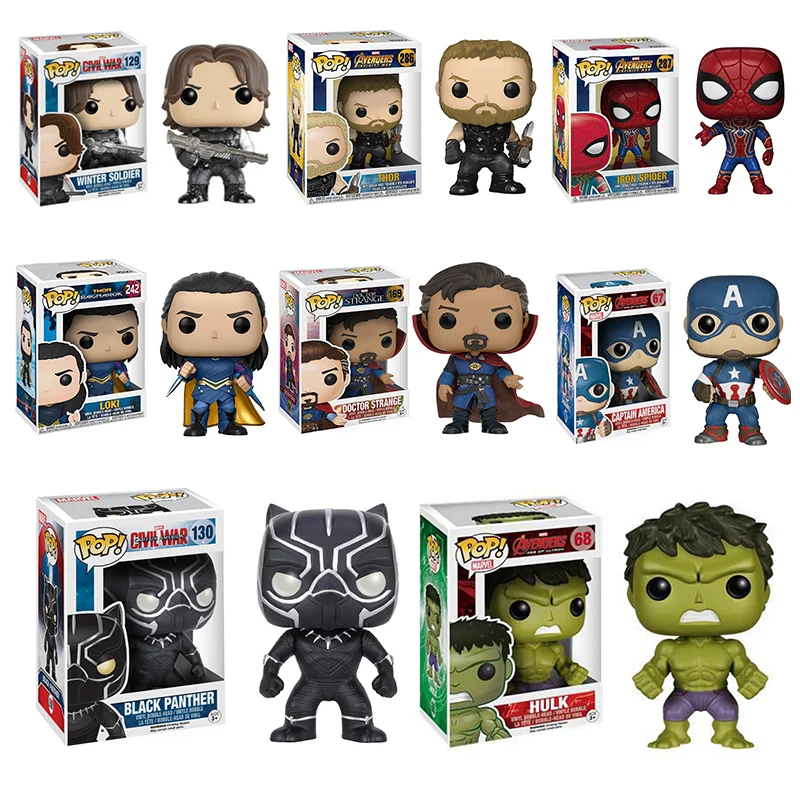 Funko pop Железный человек Капитан Америка Человек Паук Марвел Тор Виниловая фигурка рождественские подарки для детей