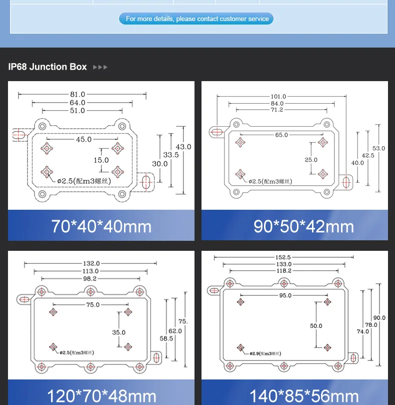 Description Picture 4 of itemIP68 Outdoor Waterproof Junction Box 2/3/4 Way Connector Terminal Block Case With Termina for Electrical Wiring Accessories