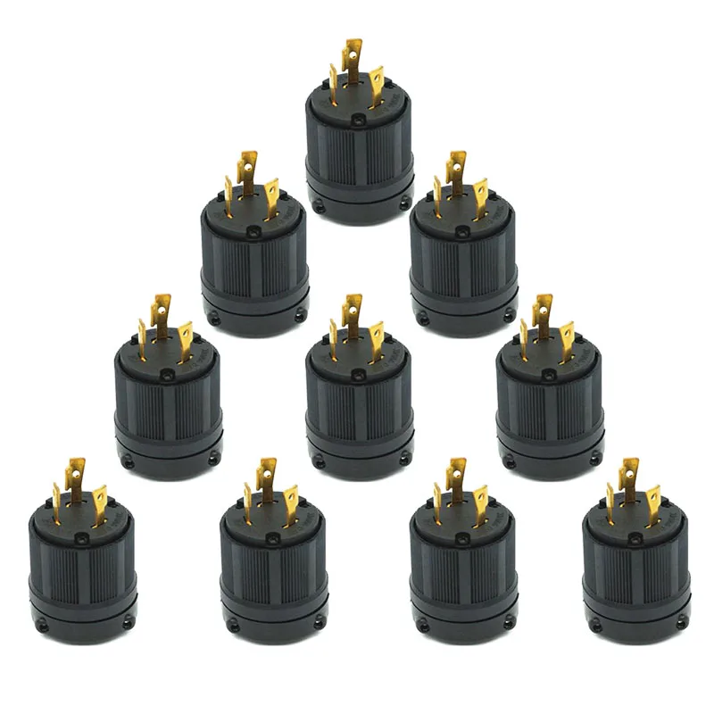 

10PCS Male Thread Lock Connector Plugs 2P3W 30A 250V Power Electrical Accessory Plugs Home Use