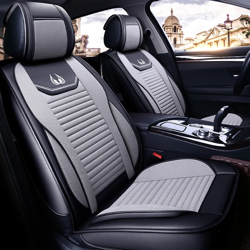 Полное покрытие из искусственной кожи чехлы для автомобильных сидений льняного