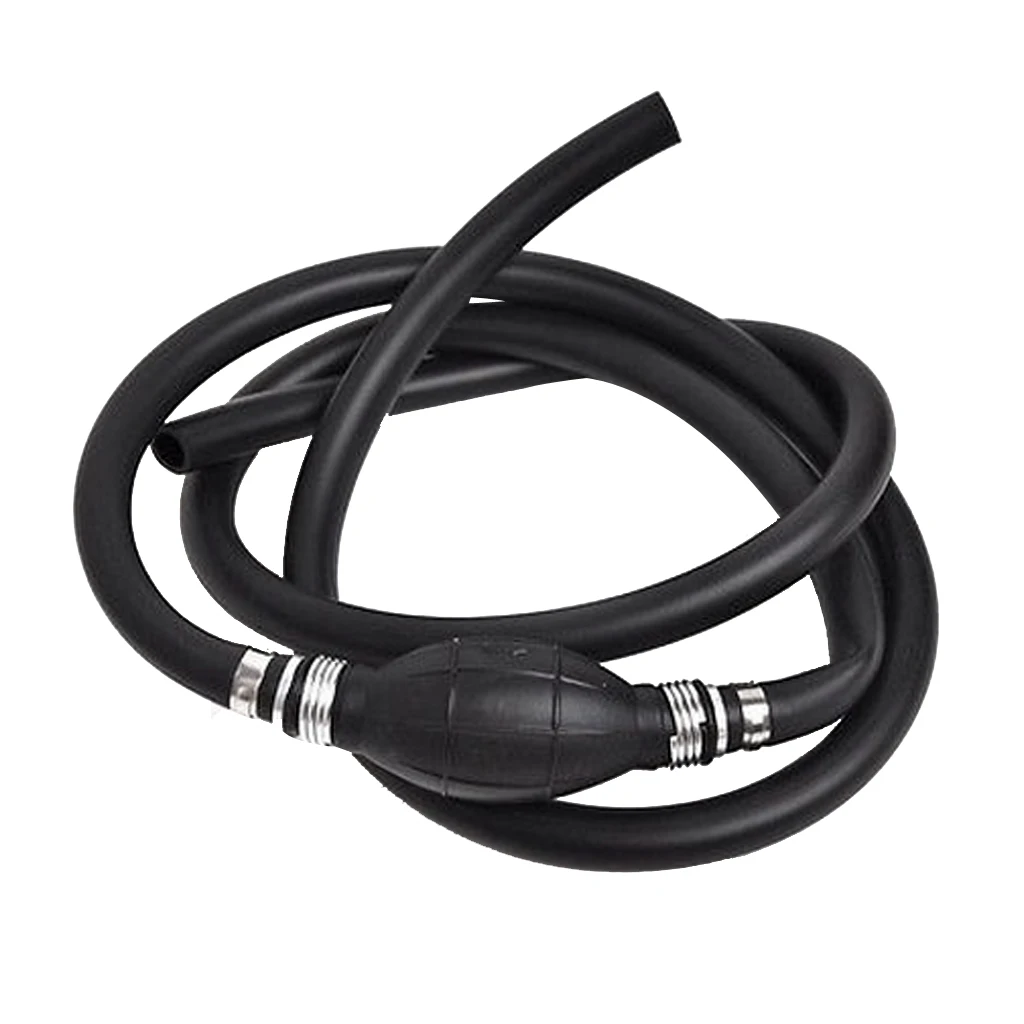 Marine Boat RVs Fuel Line Assembly 1/4 inch 6mm Hose with Primer Bulb Steel Hose Clamps, 6FT/2 Meter Long (Rubber)