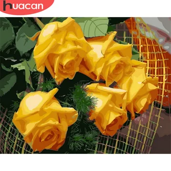 

HUACAN DIY Rose Pictures By Number Kits Home Decor Painting By Numbers Flowers Drawing On Canvas HandPainted Art Gift
