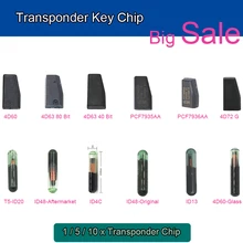 KEYECU Chave Do Carro Transponder Chip 4D60 4D63 ID48 ID13 ID4C PCF7935AA PCF7936AA 4D72G T5-ID20 4D60 Chip De Vidro