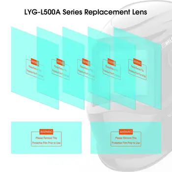

YESWELDER 5 Pcs Large Viewing Screen Outer Replacement Lens and 2 pcs Inner Replacement Lens for LYG-L500A Series Welding Helmet