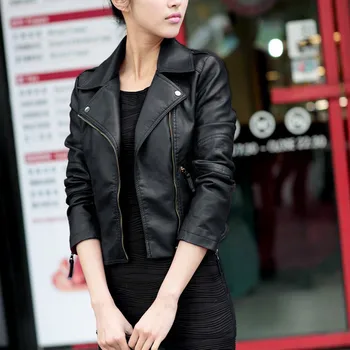 

New Loose PU Faux Leather Jacket Women Classic Moto Biker Jacket Spring Autumn Lady Basic Coat Plus Size Outerwear