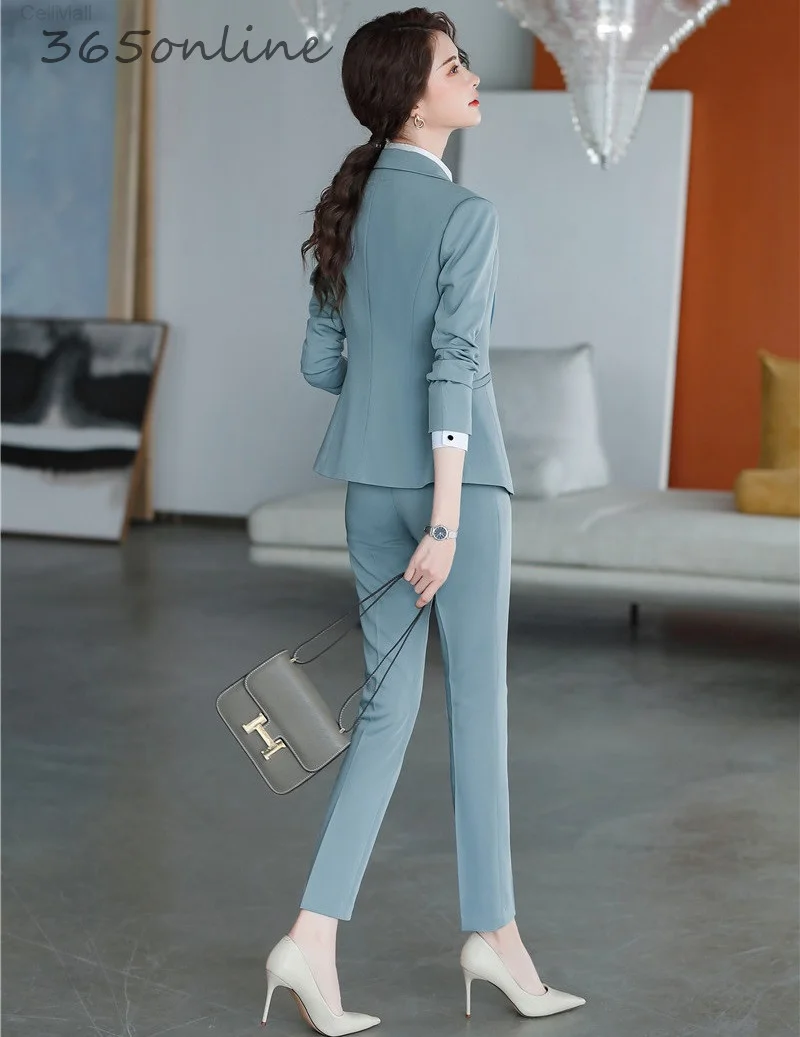 

Newest Spring Autumn OL Styles Women Business Suits with 2 Piece Set Pants and Jackets Coat Ladies Office Professional Blazers