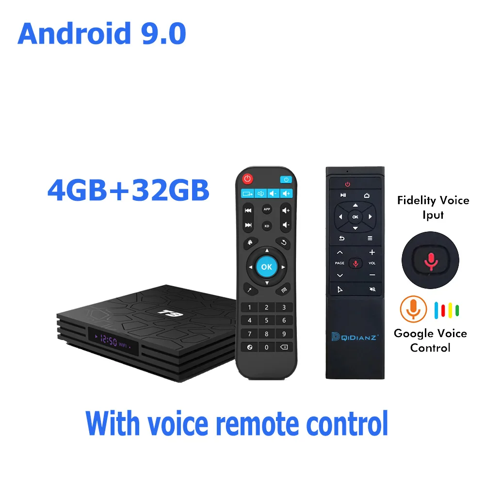 T9 Smart tv BOX Android 9,0 OS 4 Гб+ 32 ГБ/64 Гб RK3328 четырехъядерный Wi-Fi 2,4G 1080P 4K YouTube Netflix медиаприставка - Цвет: 9.0 4G-32G-MT12