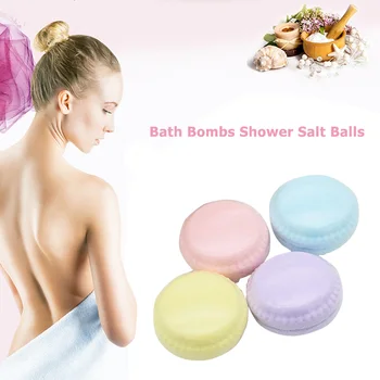 

4pcs Macaroon Shape Bath Salt Ball Elaborate Manufacture Prolonged Durable Bubbles Exfoliating Soap Body Clean Skin Care