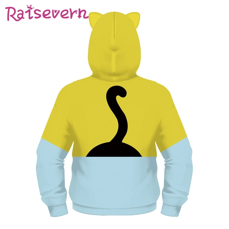 RAISEVERN Cat Print Cat Ear Children Hoodies Unisex Animal Printed Hooded Kids Girls Boys Sweatshirts Jackets Autumn