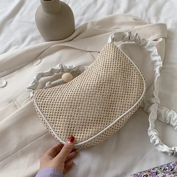 

Summer Woven Bag Women's 2020 New Korean-Style All-match One-Shoulder Messenger Bag Fashion Baguette Bag