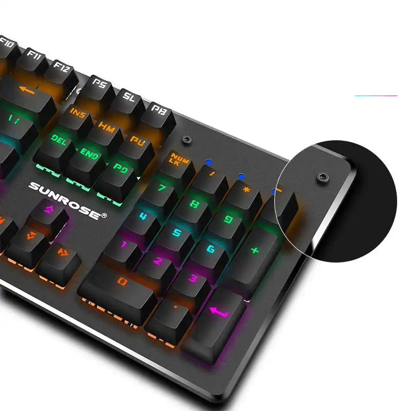  Sunrose T610 104 Keys English Wired Usb Backlit Mechanical Rgb Gaming Keyboards Waterproof For Tabl