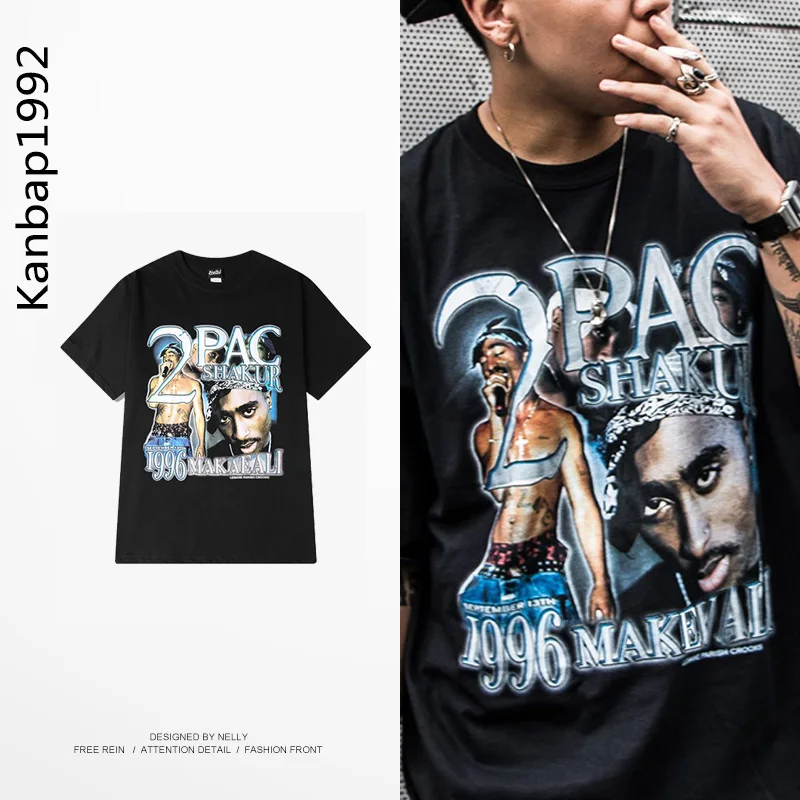 2pac Футболка мужская женская Тупак хип-хоп рэп футболки Хлопок Уличная Футболка с принтом karajuku Мужская хип-хоп 2 pac makaveli футболка
