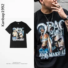 2pac Футболка мужская женская Тупак хип-хоп рэп футболки Хлопок Уличная Футболка с принтом karajuku Мужская хип-хоп 2 pac makaveli футболка