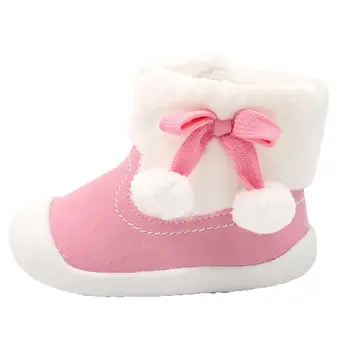 

Baby Girl Boy Shoes Geometric Print Plus Velvet Warm Children Soft Bottom Shoes Princess Shoes Baby Boots Plus Velvet Baby Shoes