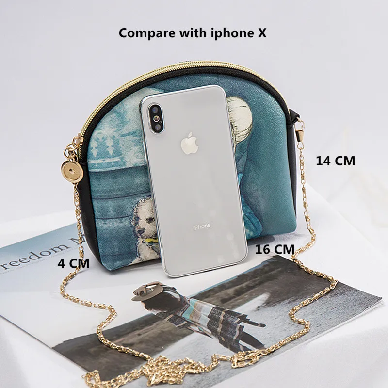 Сумка женская Мини ПУ Старинные Небольшие Crossbody Сумки для Женщин Печатных Цепи Женщины Сумка Shell Сумка Мобильного Телефона Монета Сумка bolsa feminina женская сумка через плечо маленький кошелек