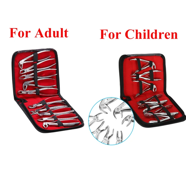 10Pcs/Set Dental Extraction Plier Forceps kit for Adult, 7pcs/set Surgical Teeth Extraction Forcep for Children