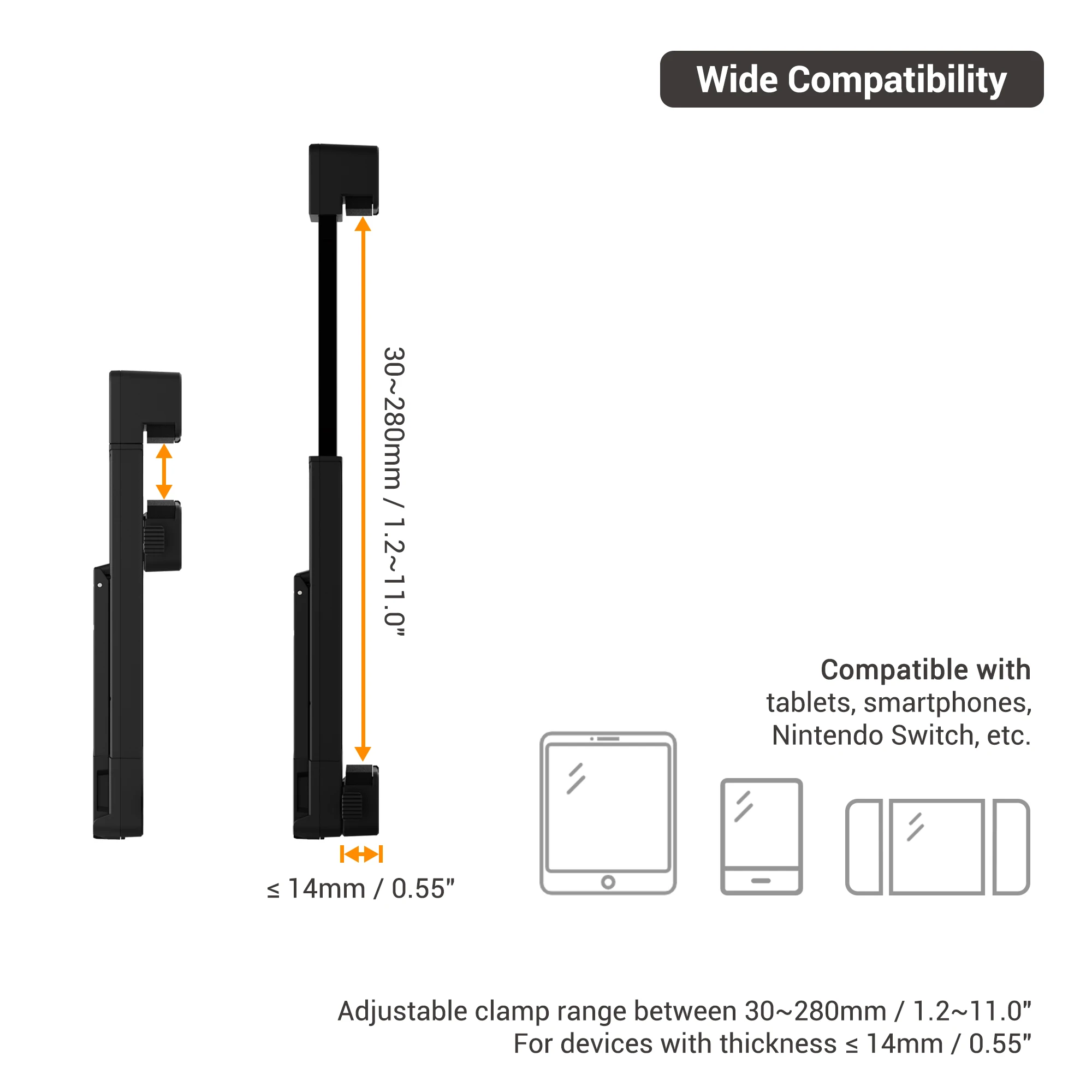 다목적 태블릿 삼각대 마운트 및 데스크탑 스탠드 클램프 홀더, 브이로그 삼각대 셀카봉용 콜드 슈 분리형 베이스, 2 in 1