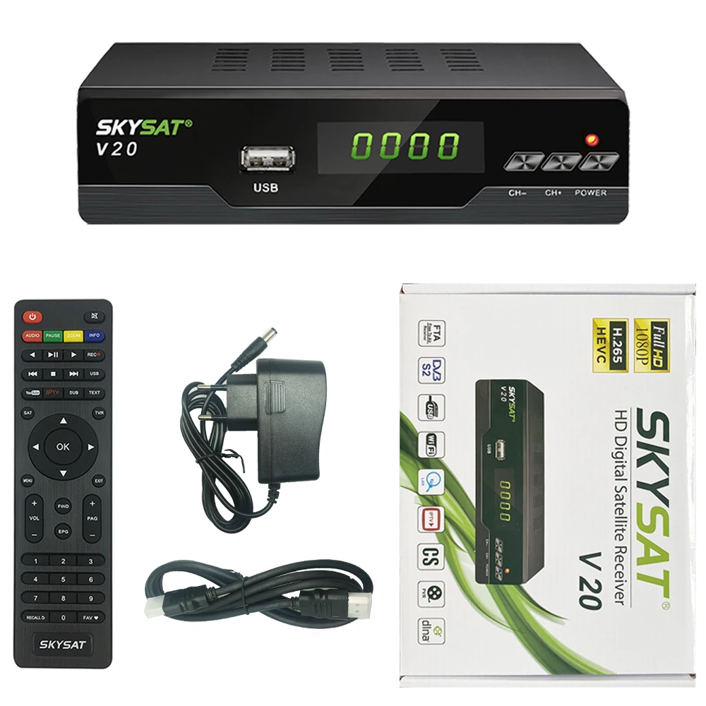 V20 с UC28D проектором SKYSAT HD цифровой спутниковый ресивер Поддержка H.265 HEVC CS Powervu Biss WiFi