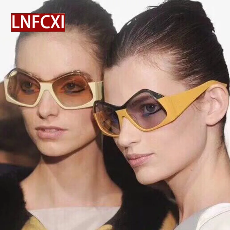 LNFCXI модные негабаритные солнцезащитные очки для женщин 2020 плоские красные