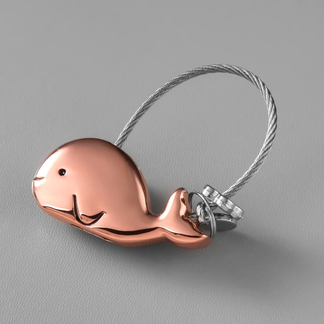 Good Luck Kiss Elephant Couple Keychain Pendant Wire Ring Chain Cute Cartoon Women Car Bag Backpack Ornaments Lovers Lanyard C fish