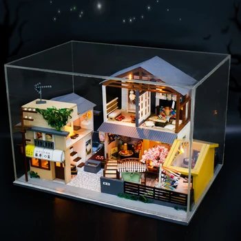 

DIY Doll House Wooden Miniature Dollhouse Furniture Kit Accessories Handmade Educational Doll House for Children Toy Gifts