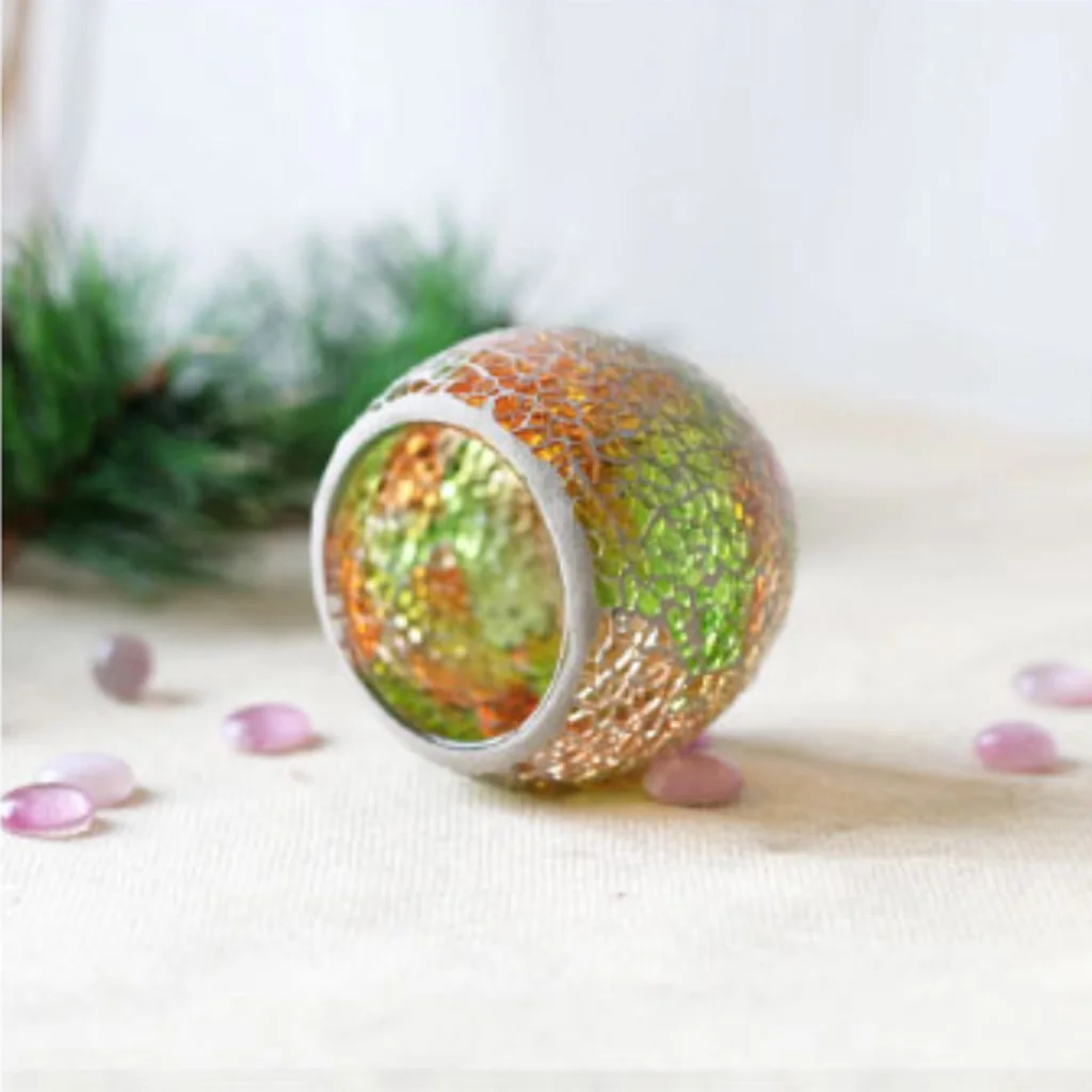 Assorted Colorful Mosaic Glass Candle Holder Bowl Tealight Votive Holder for Wedding Party Home Decor Birthday-Good Blessing