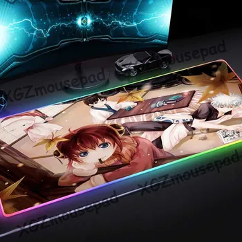 

XGZ Anime Maple Leaf Cute Girl GINTAMA Custom Large RGB Mouse Pad Black Lock Edge Computer Keyboard Desk Mat Rubber Non-slip Xxl
