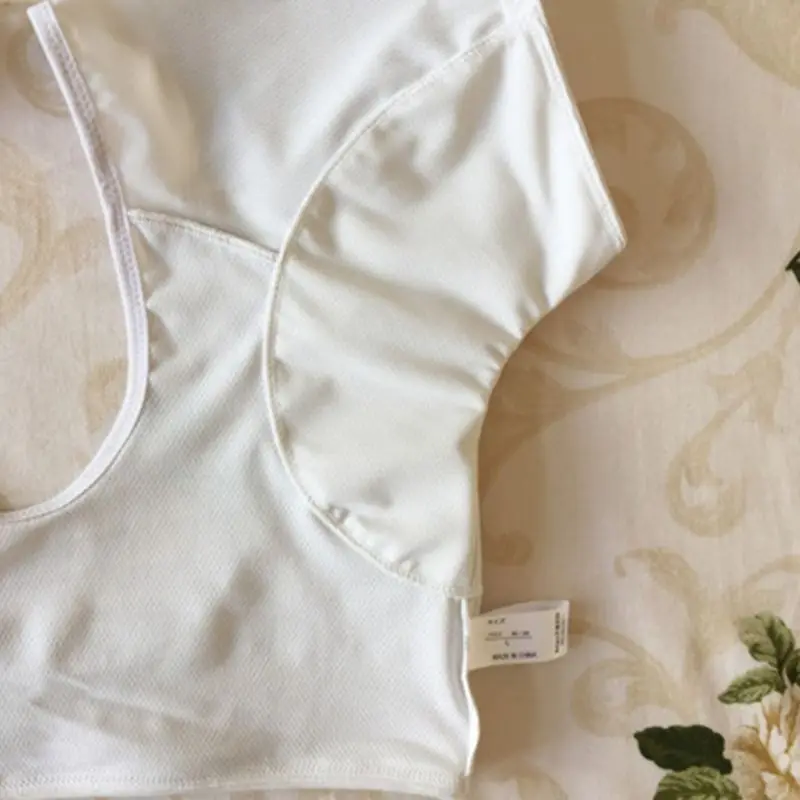 Women Girl Short Sleeve Underwear Vest with Underarm Armpit Sweat Absorbing Pads Sports Running Washable Shields Guards Crop Top women tank tops