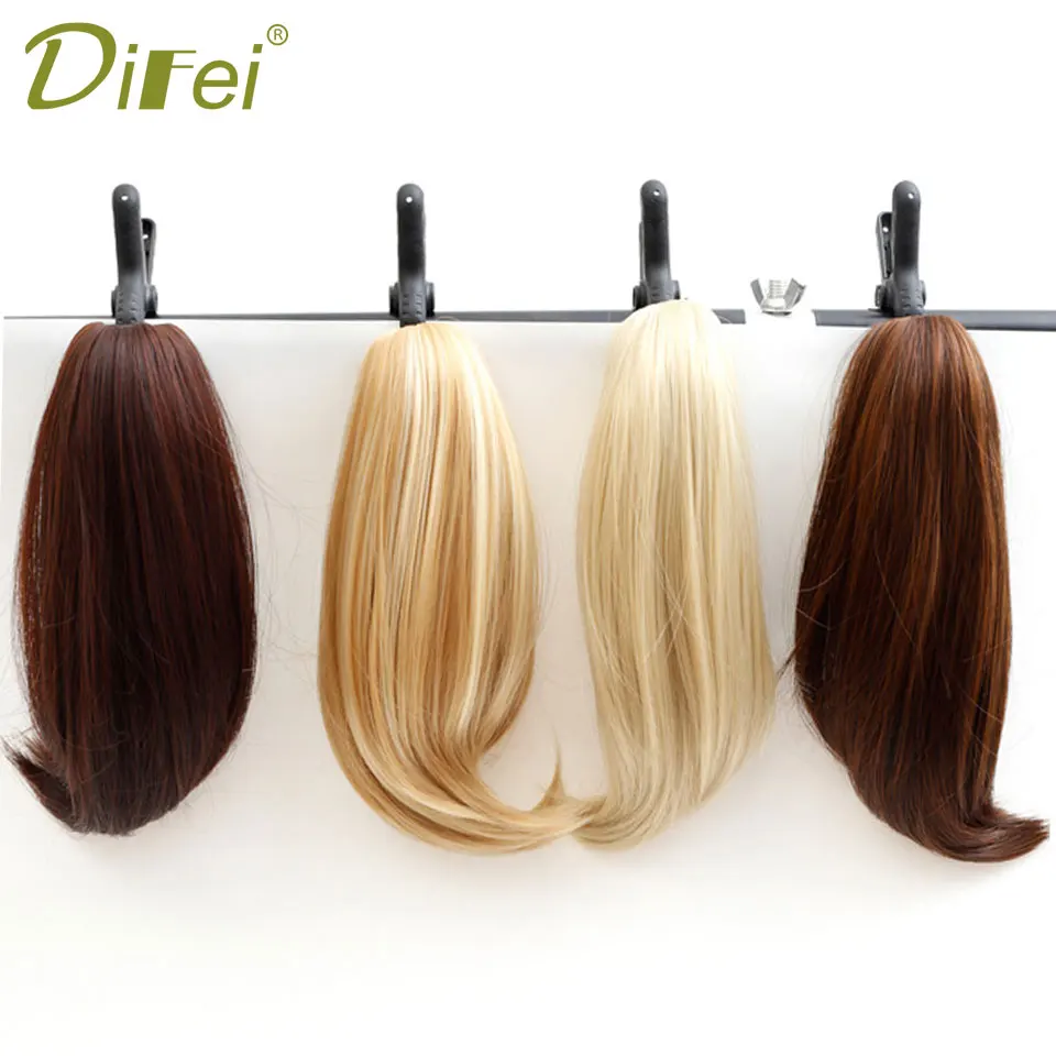 DIFEI, 8 цветов, прямые высокотемпературные синтетические волосы, конский хвост шиньон, черный, серый цвет, накладные волосы на заколках, коготь, конский хвост