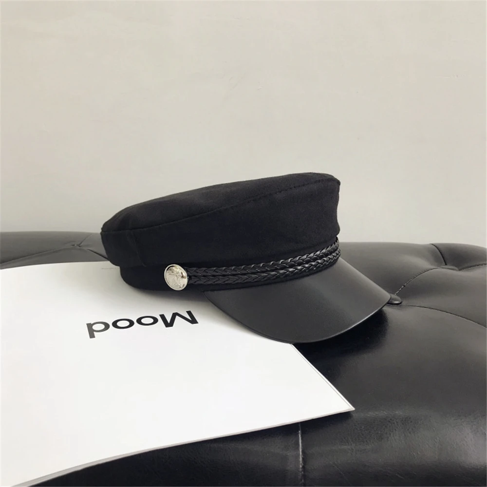 

Korean Version Of The Spring And Autumn Beret Hat Female Casual Wild Navy Cap British Flat Top Cap