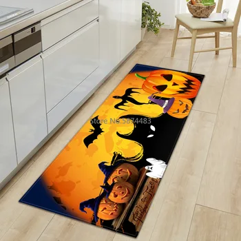 

Kitechen Mats for Floor Halloween Rugs Anti-slip Entrance Door Mat Pumpkin Pattern Area Rug for Living Room Home Decor