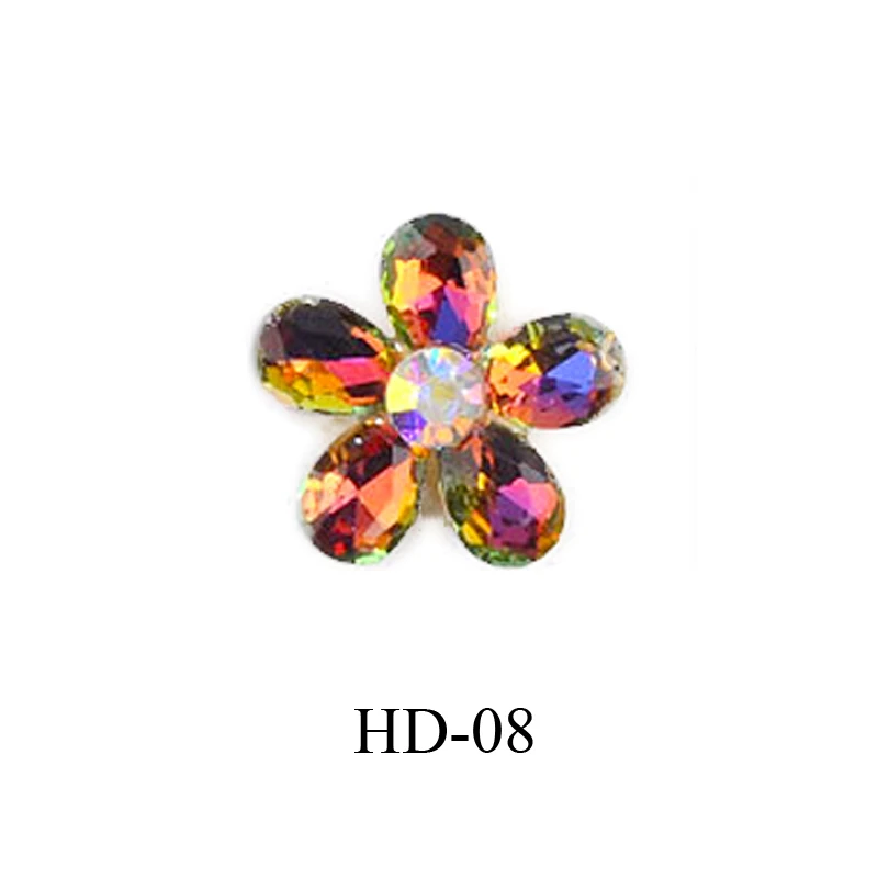 HD-08 10 шт Красочный Блестящий Прозрачный арт для ногтей Стразы DIY маникюр декор 3D цветок дизайнерский Шарм стекло блестящие украшения ногтей - Цвет: HD-08