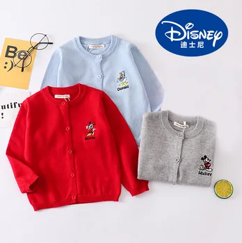 

Disney Mickey Minnie Autumn Child Sweaters Clothes Round Neck Knitted Cardigan Jacket Baby Cotton Sweater Kids Winter Sweaters
