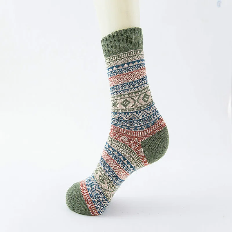 Женские зимние шерстяные носки Cashmeer, женские теплые носки свободного размера, милые толстые носки, короткие рождественские носки