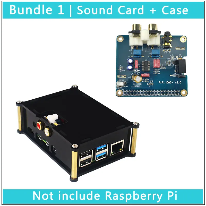 Raspberry Pi 4 Модель B PiFi DAC+ V2.0 звуковая карта IPS интерфейс аналоговый GPIO аудио Плата | акриловый чехол для Raspberry Pi 4 - Цвет: Sound Card with Case