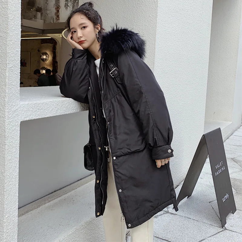 Winter New Style Slimming Dae-Jin Fur Collar Korean-style White Duck Down Jacket Women's Middle Long Coat WOMEN'S Dress