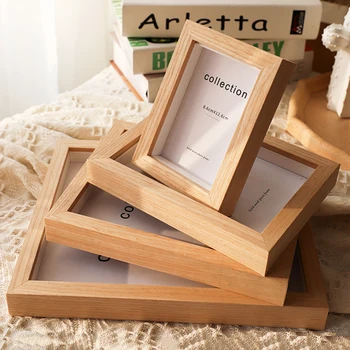 

Modern Mounted Photo Frame Table Decor Wall Mounted Creative Solid Wood Photo Frame Simple Collection Diploma Certificate Frames