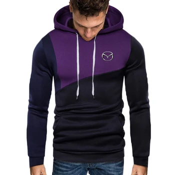 

Classic Leisure Patchwork Men's Fitness Muscles Hoodies Winter Mazda Car LOGO Male Warm Slim Wild Hip Hop Hooded Fast delivery