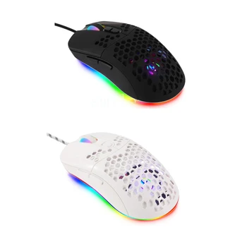 

USB/Type C Wired Lightweight Gaming Mouse 5 RGB Backlit Mouse with 7 Buttons 7200DPI Honeycomb Shell Mouse for PC Laptop