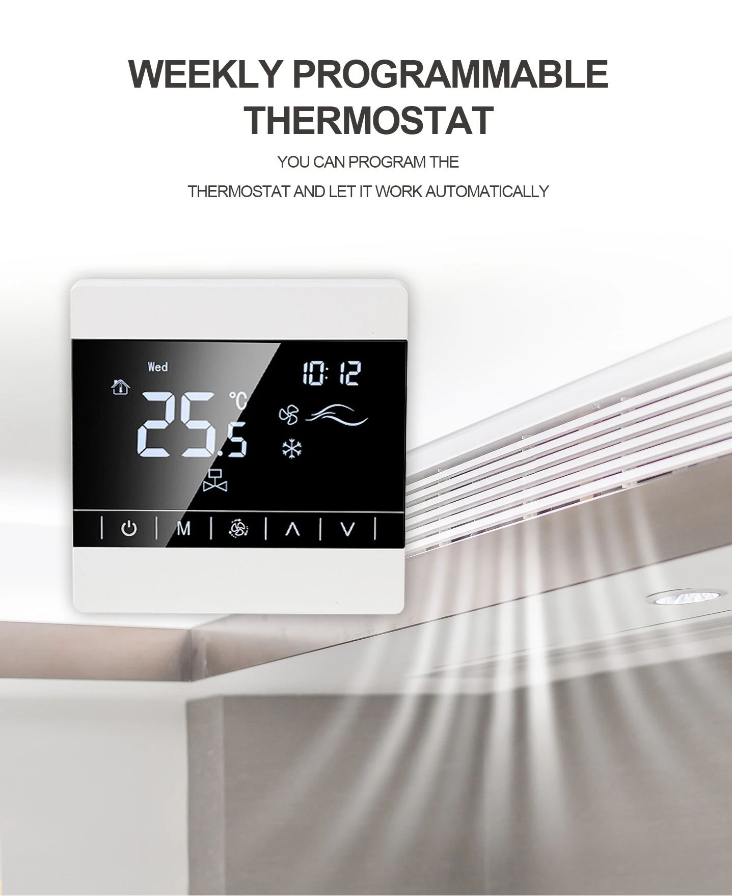 Myuet-controlador de temperatura de la bobina del ventilador MY625, termostato de aire acondicionado ajustable