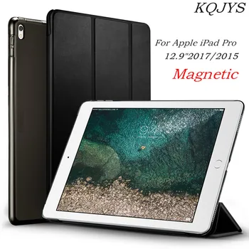 

KQJYS Magnetic Holder Stand Silicone Shockproof Protective Cover Case For Apple iPad Pro 12.9 2017 2015 Smart PU Leather Case