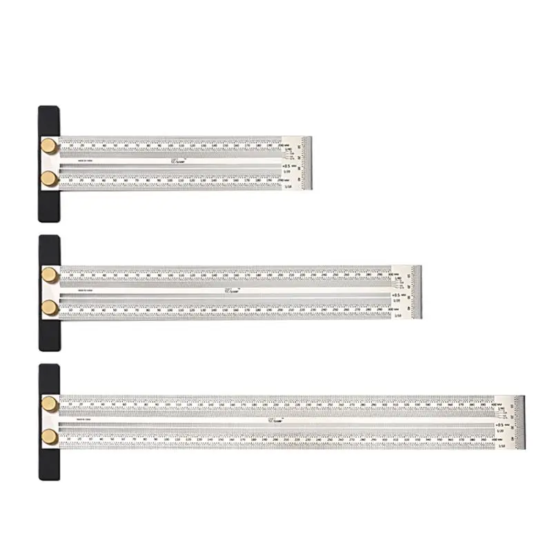 High-precision Scale Ruler T-type Hole Ruler Stainless Woodworking Scribing Mark Line Scriber Gauge Carpenter Measuring Tool
