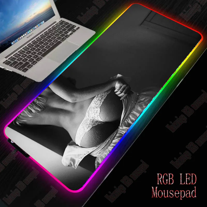 XGZ Anime Sexy Girl Ass Large RGB LED Mouse Pad 7 Color USB Wired Lighting Gaming 1