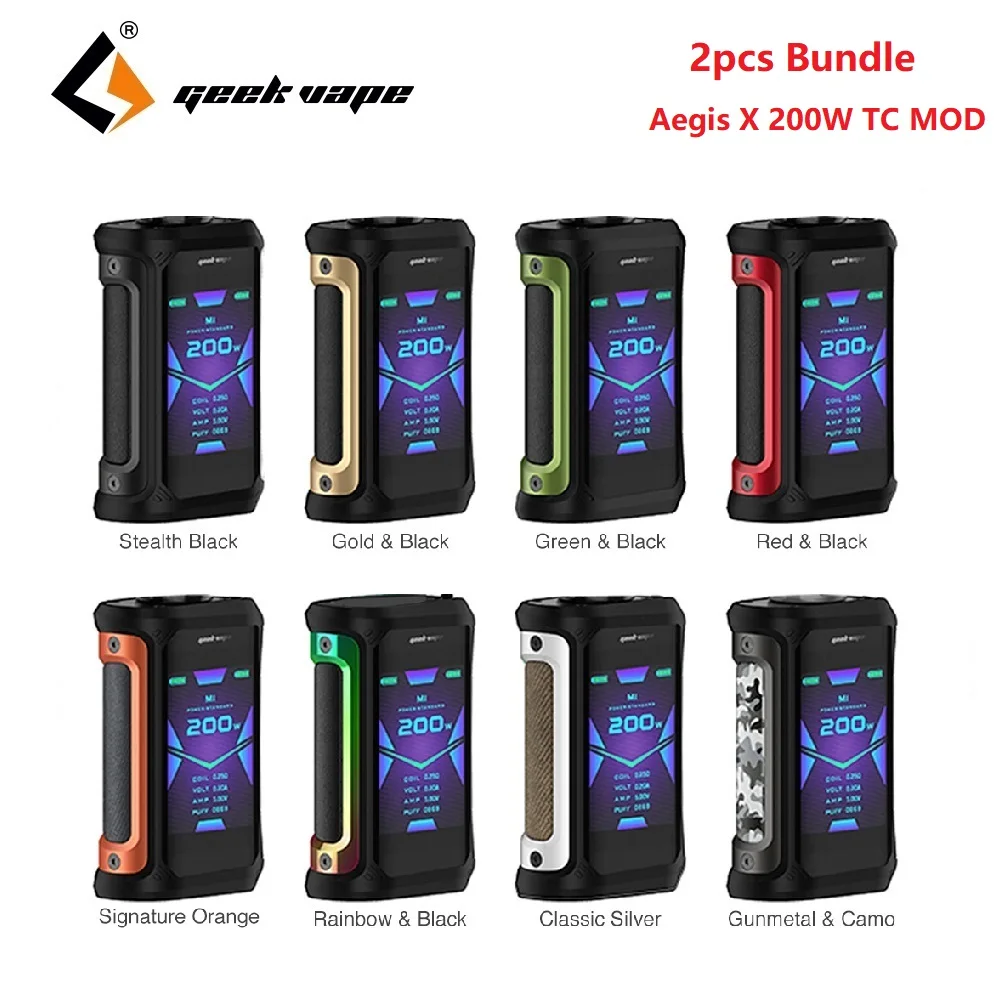 

NEW 2pcs Geekvape Aegis X 200W TC Mod with AS2.0 Chipset & 2.4 inch OLED Screen E-cig Vape Mod Vs Aegis Legend / Drag 2 /Shogun