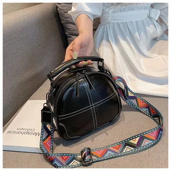 

2020 all kinds of diagonal cross round bag, net red, same wide shoulder belt and small round bag