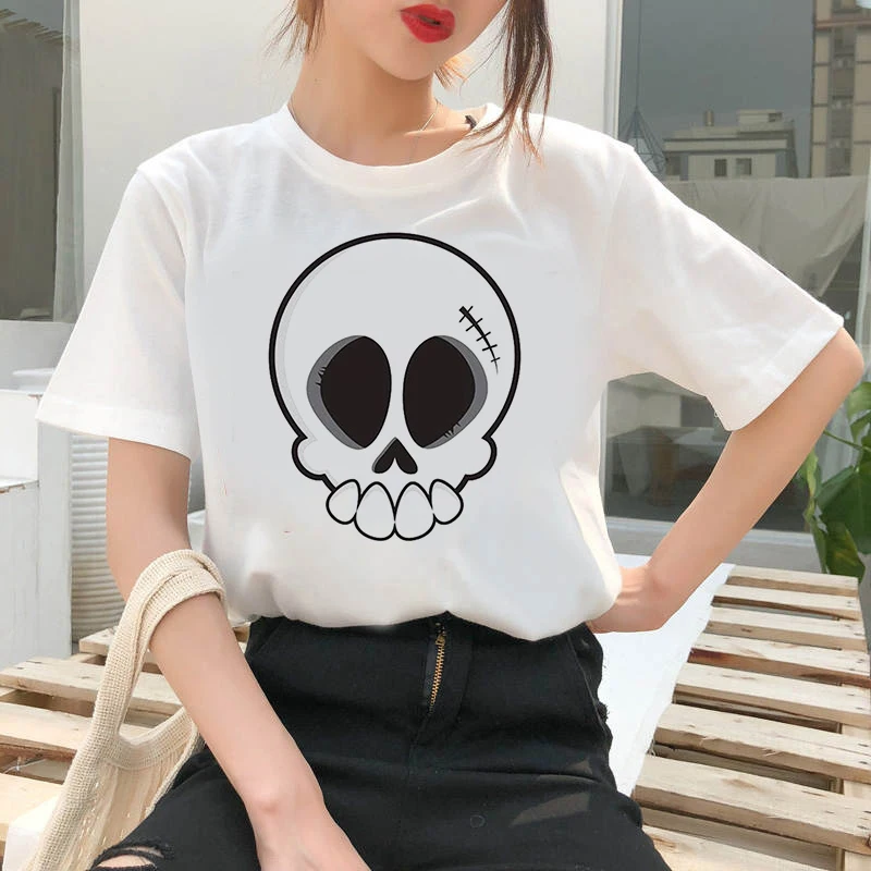 Women's Wreath T-shirt Cute cartoon skull clothes ladies short sleeve Kawaii Tees top graphic T-shirt printing T-shirt female