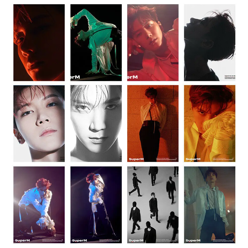 12pcs Kpop SuperM 1st Mini Album Post Card Photocards LUCAS Ten Beak Hyun Taemin