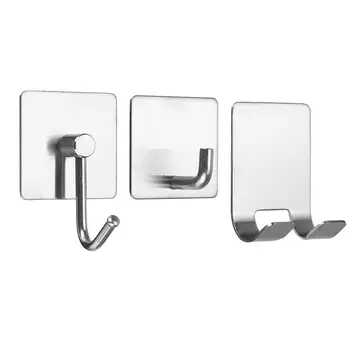 

Self-Adhesive Robe Hook Stainless Steel Single Robe Hanger Wall Door Mounted Bathroom Key Towel Coat Hooks for Bathroom Kitchen